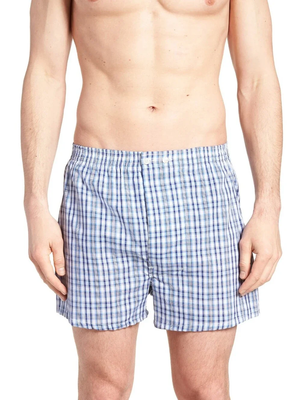 Nordstrom 3-Pack Classic Fit Boxer 38 NEW Blue Dazzle solid plaid stripe